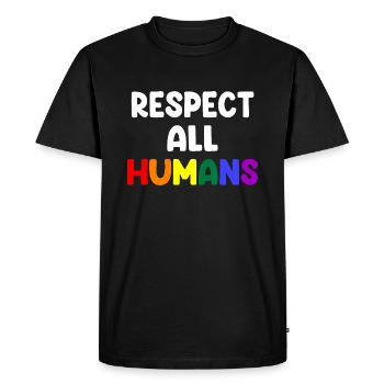 Respect All Humans - Men's Premium Organic T-Shirt - black - Front - Nico (187cm)