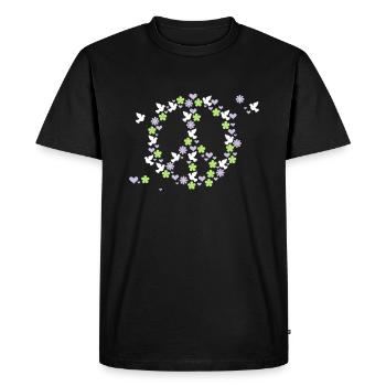 Blumen, Liebe 'n Frieden / flower love 'n peace ( - Men's Premium Organic T-Shirt - black - Front - Nico (187cm)
