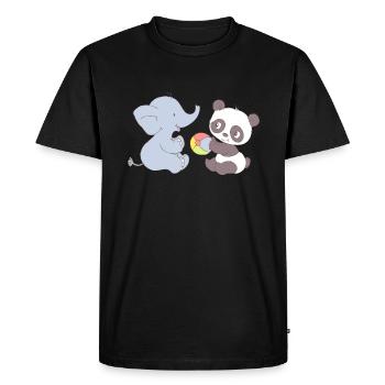 Elephant and Panda playing with ball - T-shirt Premium bio Homme - noir - Devant - Nico (187cm)