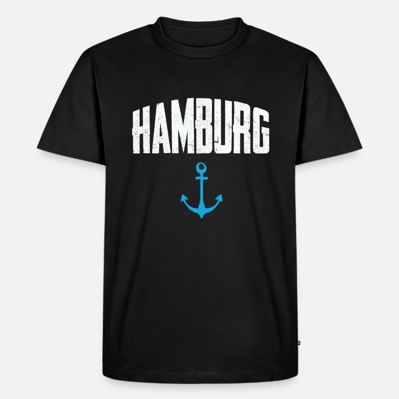 Hamburg, Anker, Hafen, Perle - Männer Premium Bio T-Shirt - Schwarz