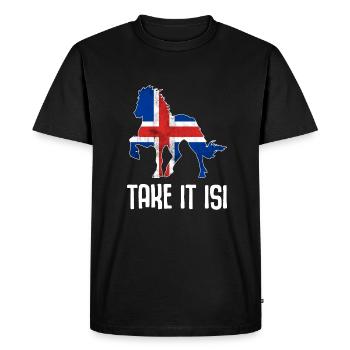 Chevaux islandais Isi Chevaux d’Islande Proverbe Chevaux - T-shirt Premium bio Homme - noir - Devant - Nico (187cm)