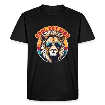 Lion Cool Cat King Men's - Men's Premium Organic T-Shirt - black - Front - Nico (187cm)