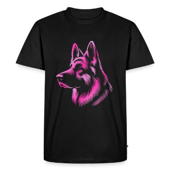 German Shepherd head pink - Men's Premium Organic T-Shirt - black - Front - Nico (187cm)