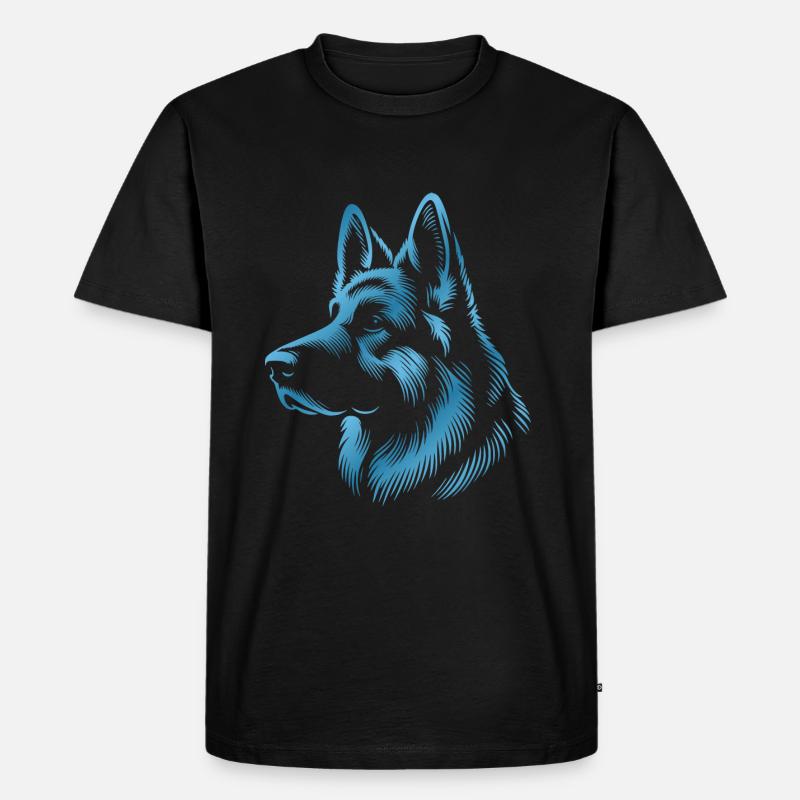 Deutscher Schäferhund Kopf blau - Männer Premium Bio T-Shirt - Schwarz