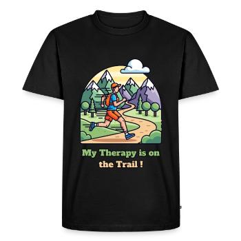 My Therapy is on the Trail ! - Men's Premium Organic T-Shirt - black - Front - Nico (187cm)