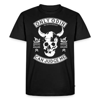 See you in Valhalla - ONLY ODIN CAN JUDGE ME - Männer Premium Bio T-Shirt - Schwarz - Vorne - Nico (187cm)
