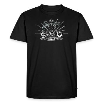 Moto Vintage - Chic - Pilote - Old School - T-shirt Premium bio Homme - noir - Devant - Nico (187cm)