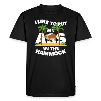 J’AIME METTRE MON CUL DANS UN HAMAC - T-shirt Premium bio Homme - noir - Devant - Nico (187cm)