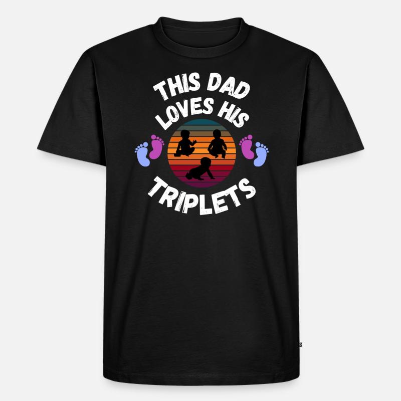 Papas Drillinge - Männer Premium Bio T-Shirt - Schwarz