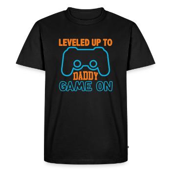 Dad Level Unlocked - Level up to Daddy Loading - Men's Premium Organic T-Shirt - black - Front - Nico (187cm)