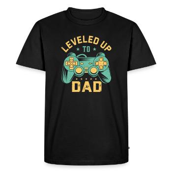Dad Level Unlocked - Level up to Daddy - Men's Premium Organic T-Shirt - black - Front - Nico (187cm)
