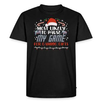 Christmas Gamer Pause My Game For Gaming Gifts - Men's Premium Organic T-Shirt - black - Front - Nico (187cm)