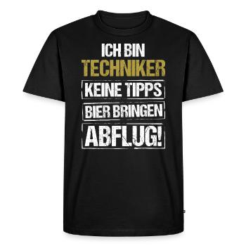 Je suis technicien - apporte de la bière et décolle - T-shirt Premium bio Homme - noir - Devant - Nico (187cm)