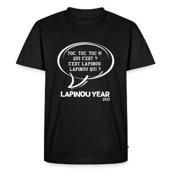 bonne année, happy new year, 2023 - T-shirt Premium bio Homme - noir - Devant - Nico (187cm)