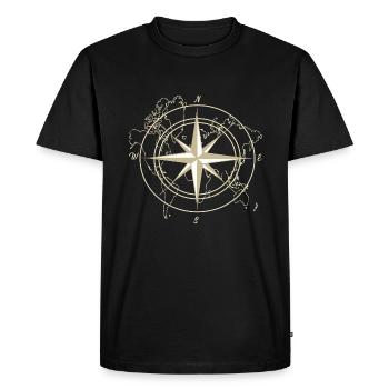 Compass World Travel Cardinal Points Gift - Men's Premium Organic T-Shirt - black - Front - Nico (187cm)