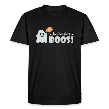 Je suis juste là pour les huées ! Halloween avec une touche d’originalité - T-shirt Premium bio Homme - noir - Devant - Nico (187cm)