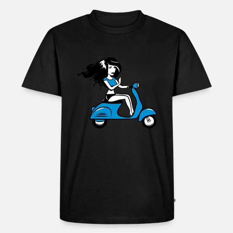 motorroller mädchen sexy - Männer Premium Bio T-Shirt - Schwarz