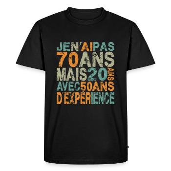 70 ans, anniversaire 70 ans - T-shirt Premium bio Homme - noir - Devant - Nico (187cm)