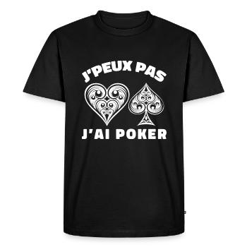 J'peux Pas J'ai Poker - T-shirt Premium bio Homme - noir - Devant - Nico (187cm)