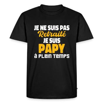 je ne suis pas retraité je suis papy à plein temps - T-shirt Premium bio Homme - noir - Devant - Nico (187cm)