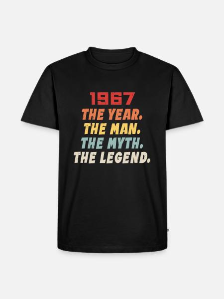1967 Fødselsdagsgave, legender født 1967 - Herre Premium økologisk T-shirt - sort
