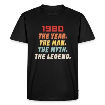 1980 Cadeau D'anniversaire, Les Légendes Nées 1980 - T-shirt Premium bio Homme - noir - Devant - Nico (187cm)