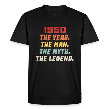 1950 Birthday present, legends born 1950 - Men's Premium Organic T-Shirt - black - Front - Nico (187cm)