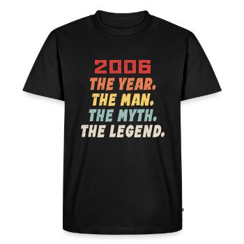 2006 Cadeau D'anniversaire, Les Légendes Nées 2006 - T-shirt Premium bio Homme - noir - Devant - Nico (187cm)