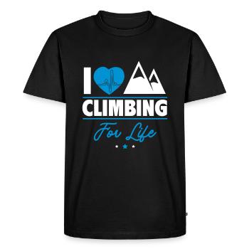 I love climbing – Made for life - Men's Premium Organic T-Shirt - black - Front - Nico (187cm)