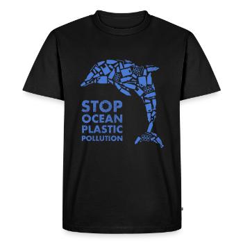 Dauphin Bleu Stop Ocean Plastic Pollution - T-shirt Premium bio Homme - noir - Devant - Nico (187cm)