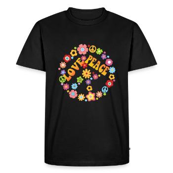 Amour et Paix - T-shirt Premium bio Homme - noir - Devant - Nico (187cm)