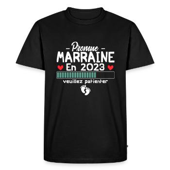 Promue marraine en 2023 - T-shirt Premium bio Homme - noir - Devant - Nico (187cm)