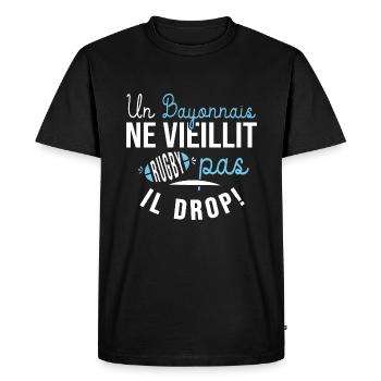 Ruby bayonne anniversaire supporter bayonnais - T-shirt Premium bio Homme - noir - Devant - Nico (187cm)