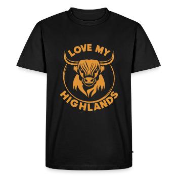 Mon bétail des Highlands que j’aime Highlands - T-shirt Premium bio Homme - noir - Devant - Nico (187cm)