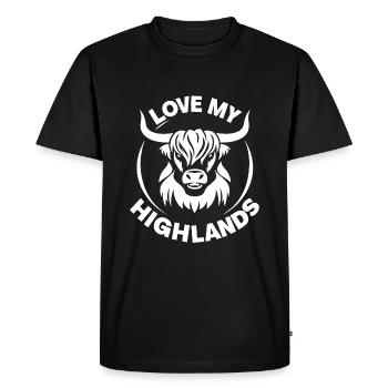 Mon bétail des Highlands que j’aime Highlands - T-shirt Premium bio Homme - noir - Devant - Nico (187cm)