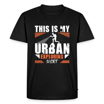 C’est ma chemise d’exploration urbaine - T-shirt Premium bio Homme - noir - Devant - Nico (187cm)