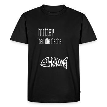 Beurre avec le poisson . - T-shirt Premium bio Homme - noir - Devant - Nico (187cm)