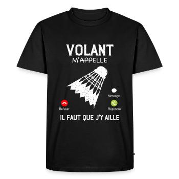Volant m'appelle Cadeau HUmour Badminton - T-shirt Premium bio Homme - noir - Devant - Nico (187cm)