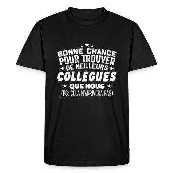 Humour Collègue Collègues Cadeau Départ Retraite - T-shirt Premium bio Homme - noir - Devant - Nico (187cm)