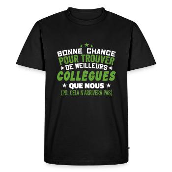 Humour Collègue Collègues Cadeau Départ Retraite - T-shirt Premium bio Homme - noir - Devant - Nico (187cm)