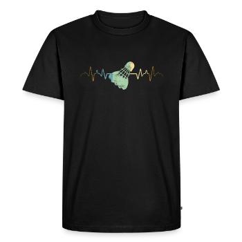 Balle de plume Battement de coeur Badminton Badminton - T-shirt Premium bio Homme - noir - Devant - Nico (187cm)