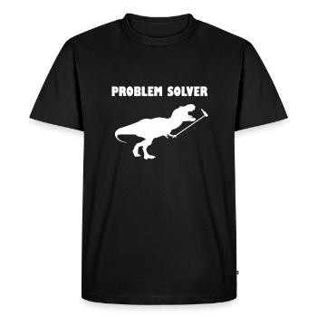 Problem Solver T-Rex Funny Humor - Men's Premium Organic T-Shirt - black - Front - Nico (187cm)