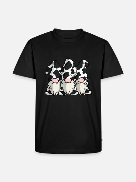 Cute Cow Print Gnomes - Men's Premium Organic T-Shirt - black
