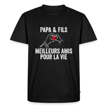 Papa Et Fils Meilleurs Amis Pour La Vie | Cadeau - T-shirt Premium bio Homme - noir - Devant - Nico (187cm)