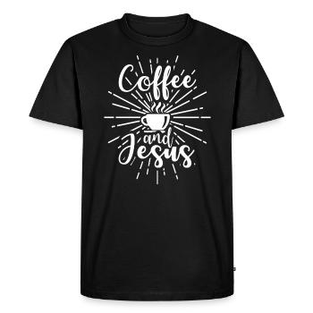 Café et LE BUREAU DE BUREAU CADEAU BARISTA - T-shirt Premium bio Homme - noir - Devant - Nico (187cm)