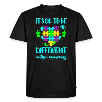 AUTISM DIFFERENT IS OK Cadeau pour les personnes autistes - T-shirt Premium bio Homme - noir - Devant - Nico (187cm)