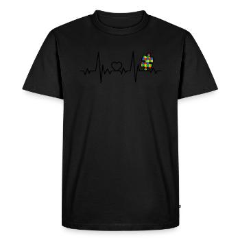 AUTISM HEARTBEAT Cadeau de sensibilisation à l'autisme - T-shirt Premium bio Homme - noir - Devant - Nico (187cm)