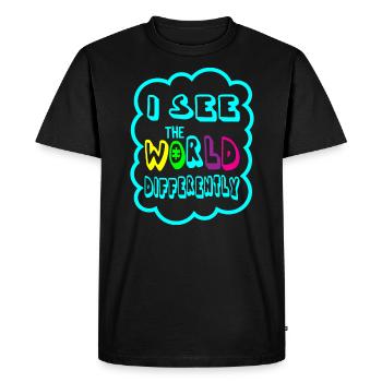LE MONDE DE L'AUTISME EST DIFFÉRENT Cadeau pour les personnes autistes - T-shirt Premium bio Homme - noir - Devant - Nico (187cm)