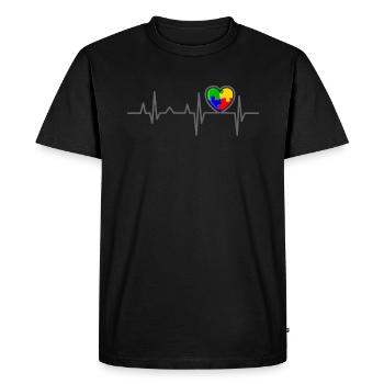 AUTISM HEARTBEAT Cadeau de sensibilisation à l'autisme - T-shirt Premium bio Homme - noir - Devant - Nico (187cm)