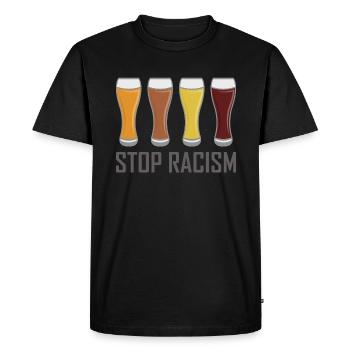 BIÈRE FUNNY STOP RACISM cadeau pour homme - T-shirt Premium bio Homme - noir - Devant - Nico (187cm)